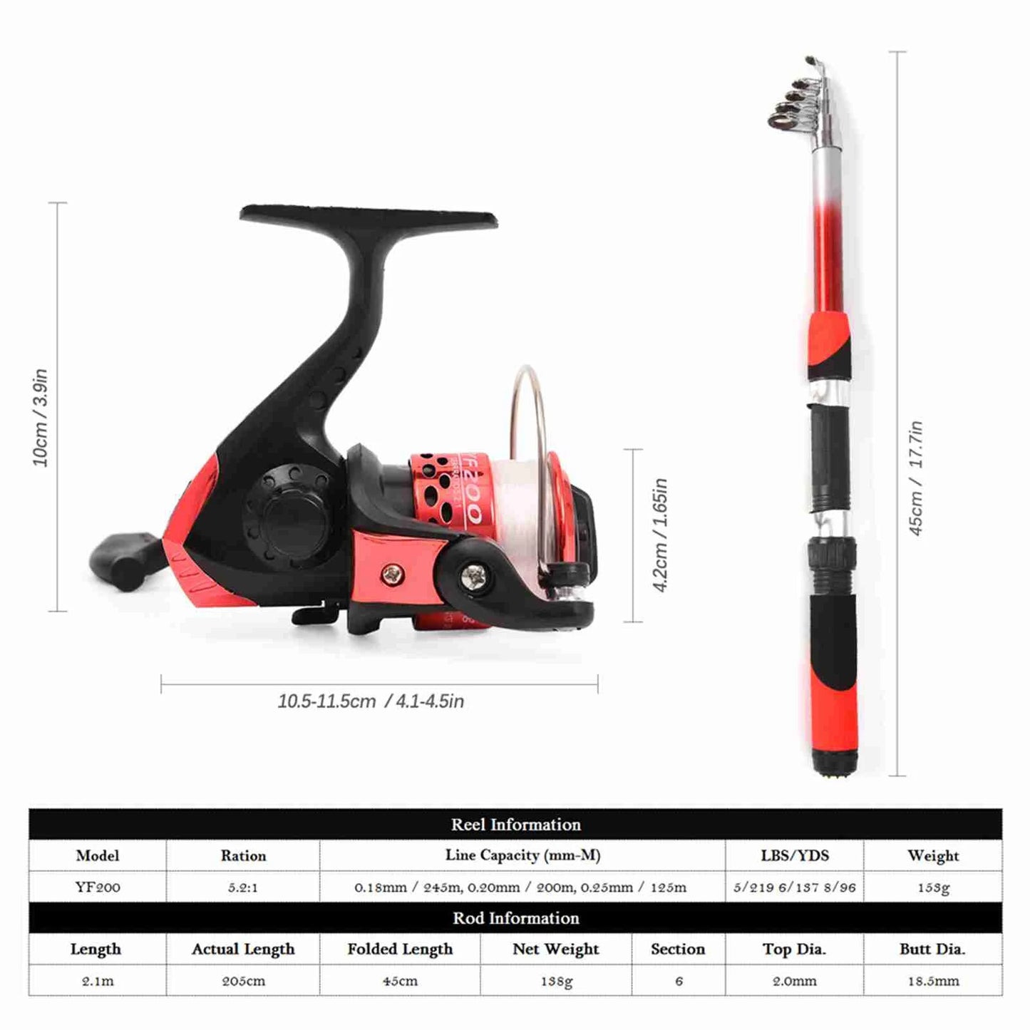 New Fishing Pole Set Full Kits With Telescopic Fishing Rod And Reel Complete Kit 2.1m Portable Telescopic Fishing Rod