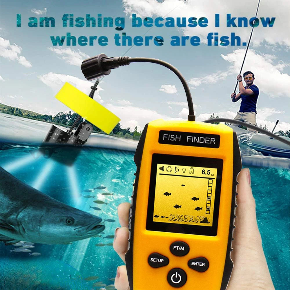 🎣 Przenośny Fish Finder z Sonarem – Głębokość do 183 m, Zasilanie AAA