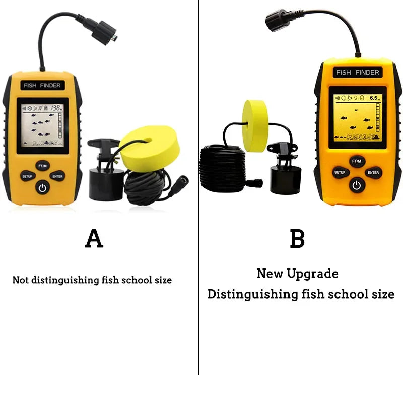 🎣 Przenośny Fish Finder z Sonarem – Głębokość do 183 m, Zasilanie AAA