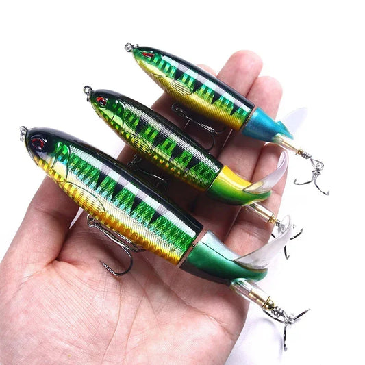 Popper Fishing Lure Set 11cm/14g Artificial Topwater Hard Bait Rotating Wobblers Tail Tackle Fishing Bait Accessories 5Pcs Pesca