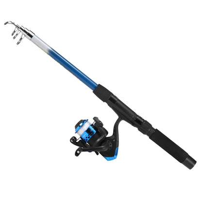 Fishing Rod and Reel Combo Full Kit 1.8m Telescopic Fishing Rod Pole and Spinning Reel Set with Lures Swivels Bell Float Hair Ri