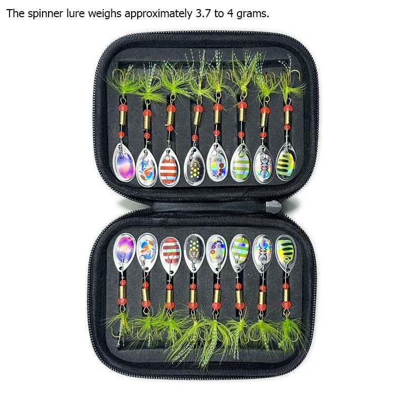 Metal Spinner Spoon Lure Kit Hard Bait Tackle with High-Strength Hooks for Bass Pike Trout Freshwater/Saltwater Fishing 16/10Pcs
