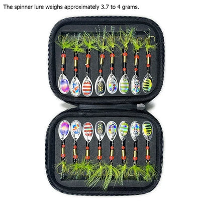 Metal Spinner Spoon Lure Kit Hard Bait Tackle with High-Strength Hooks for Bass Pike Trout Freshwater/Saltwater Fishing 16/10Pcs