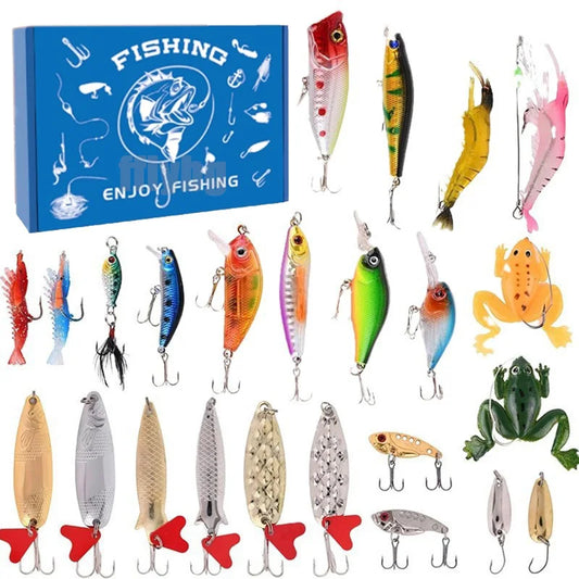 Professional Fishing Lures Kit Soft/Hard Baits with Metal Jig Spoons Crank Tackle for Bass Pike Freshwater Saltwater Best Gift