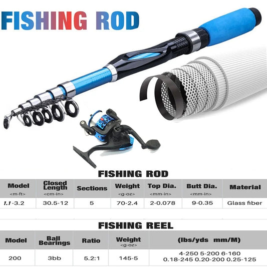 Fishing Rod Kits 1.2M Telescopic Sea Spinning Reel Lure Set Fishing Gear Baits Accessories Bag Beginner With 18Pcs Lure Tackle