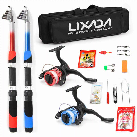 New Fishing Pole Set Full Kits With Telescopic Fishing Rod And Reel Complete Kit 2.1m Portable Telescopic Fishing Rod