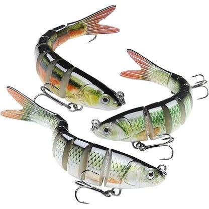 Multi Jointed Fishing Lure Slow Sinking Bionic Segmented Bait 10cm/12.4g Wobble Tackle for Freshwater Saltwater Pesca 5/3/1Pcs