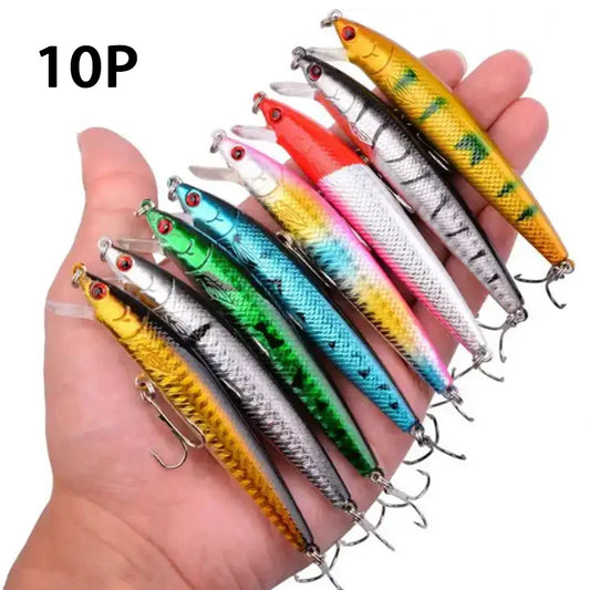 Minnow Fishing Lures Floating Hard Bait 95mm 7g Artificial Bait Wobbler Crankbait Carp Perch Pesca Fishing Tackle 10/5Pcs