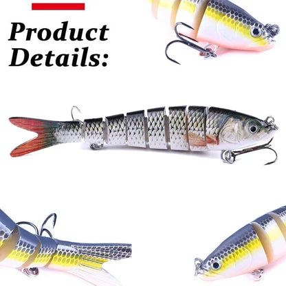 Multi-Jointed Slow-Sinking Wobble Fishing Lure 10cm/12.4g - Bionic Segmented Bait for Fresh/Saltwater Fishing -1/3/5-Pack Tackle