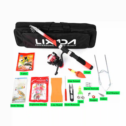 New Fishing Pole Set Full Kits With Telescopic Fishing Rod And Reel Complete Kit 2.1m Portable Telescopic Fishing Rod