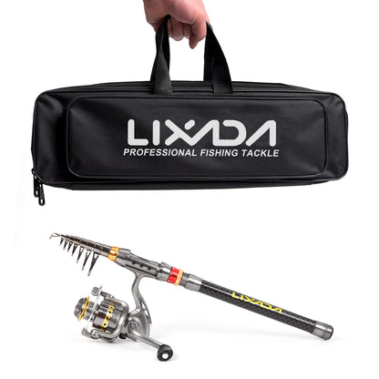 Lixada Telescopic Fishing Rod and Reel Combo Full Kit Carbon Fiber Fishing Rod Pole + Spinning Fishing Reel + Fishing Tackle Set