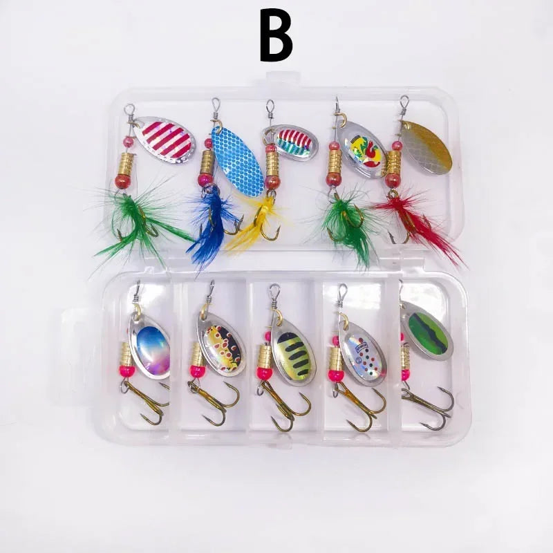 Metal Spinner Spoon Lure Kit Hard Bait Tackle with High-Strength Hooks for Bass Pike Trout Freshwater/Saltwater Fishing 16/10Pcs