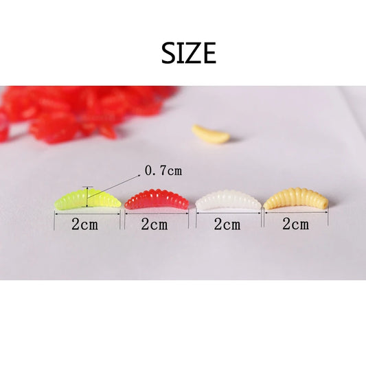 Wholesale 2cm 0.3g Maggot Soft Fishing Lure Silicone Smell Grub Fishing Worms Artificial Fishy Bait 1000/500/300/200/100/50PCS