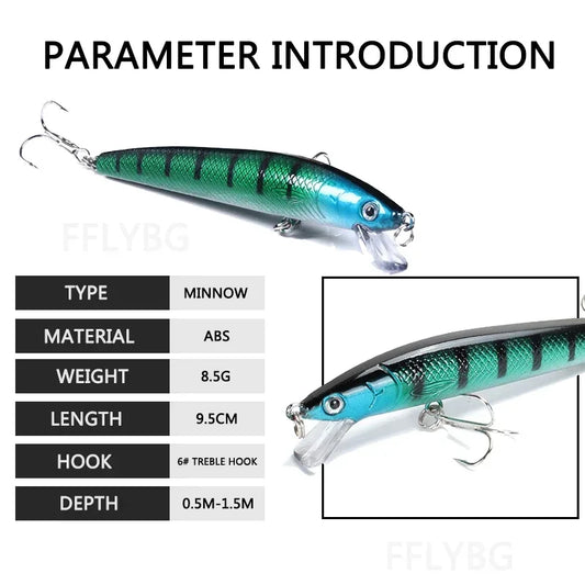 Minnow Fishing Lures Floating Hard Bait 95mm 7g Artificial Bait Wobbler Crankbait Carp Perch Pesca Fishing Tackle 10/5Pcs