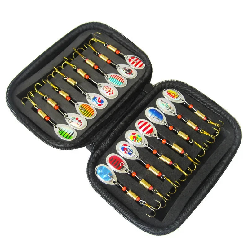Metal Spinner Spoon Lure Kit Hard Bait Tackle with High-Strength Hooks for Bass Pike Trout Freshwater/Saltwater Fishing 16/10Pcs