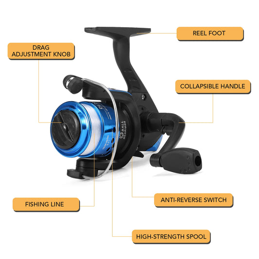 Fishing Rod and Reel Combo Full Kit 1.8m Telescopic Fishing Rod Pole and Spinning Reel Set with Lures Swivels Bell Float Hair Ri