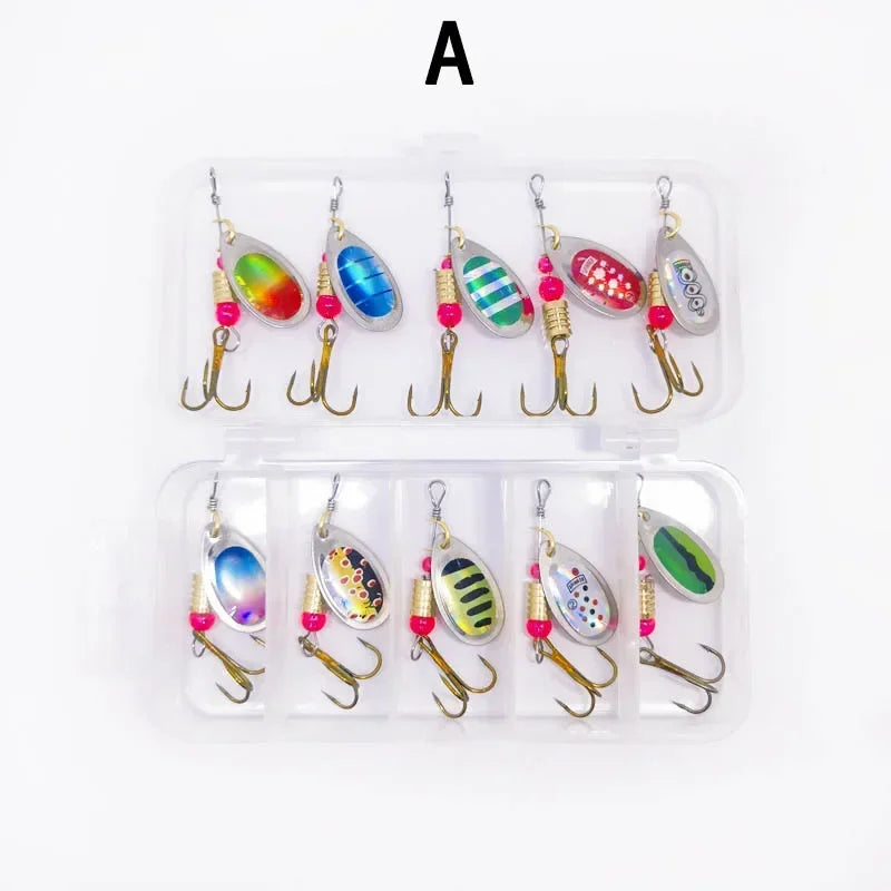 Metal Spinner Spoon Lure Kit Hard Bait Tackle with High-Strength Hooks for Bass Pike Trout Freshwater/Saltwater Fishing 16/10Pcs