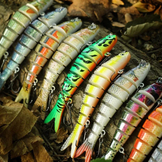 Multi-Jointed Slow-Sinking Wobble Fishing Lure 10cm/12.4g - Bionic Segmented Bait for Fresh/Saltwater Fishing -1/3/5-Pack Tackle