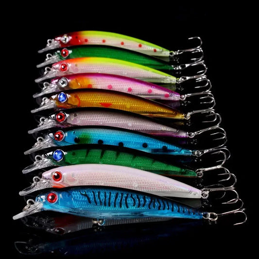 Laser Minnow Fishing Lure 11CM/13.5G Set Artificial Wobbler Topwater Bait Pesca Hard Crankbait Tackle for Bass 10/5Pcs