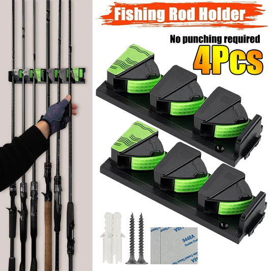 Fishing Rod Holders 3-Rod Rack Vertical Pole Holder Wall Mount Modular Fishing Stand Pole For Space Saving Garage Wall 1-4PCS